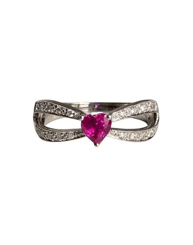Bague 58 Bague or gris rubis et diamants 58 Facettes