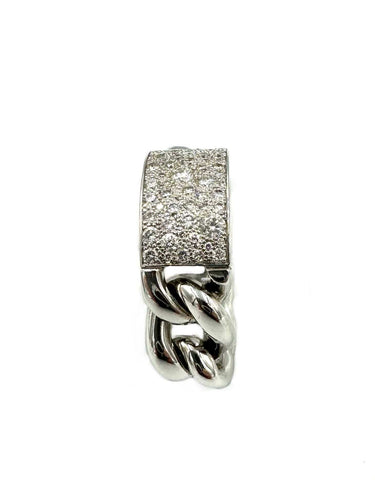 Bague DIOR. Collection "Gourmette", bague or blanc 18K et diamants 58 Facettes