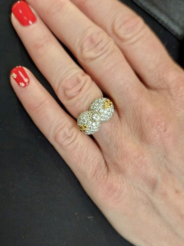 Bague 53 BAGUE BOMBÉE DIAMANTS JAUNES ET BLANCS 58 Facettes 087421