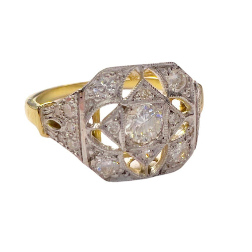 Bague 52 Bague ancienne de style Art déco des années 1930, en or 18 carats et diamants. 58 Facettes Q353B