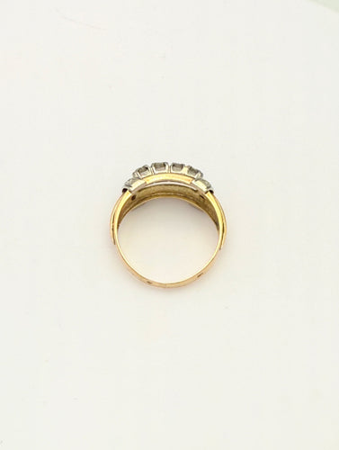 Bague 55.5 Bague bandeau ancienne en or jaune 18K  sertie de diamants 58 Facettes
