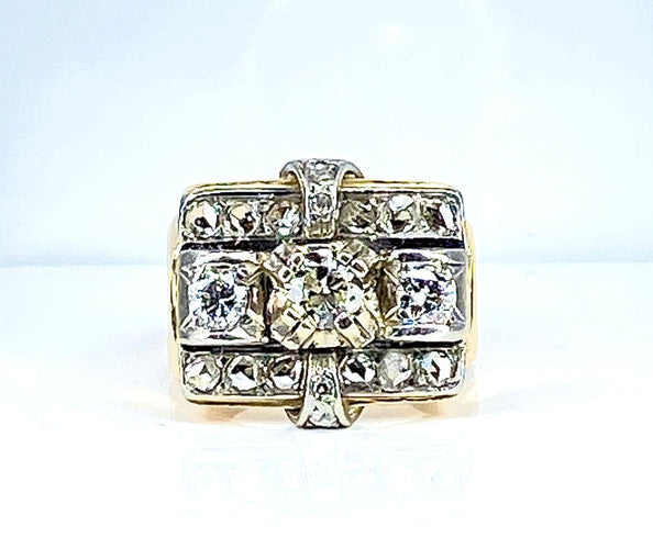 Bague 52 Bague Tank en or 18 carats et platine et diamants 58 Facettes AB517