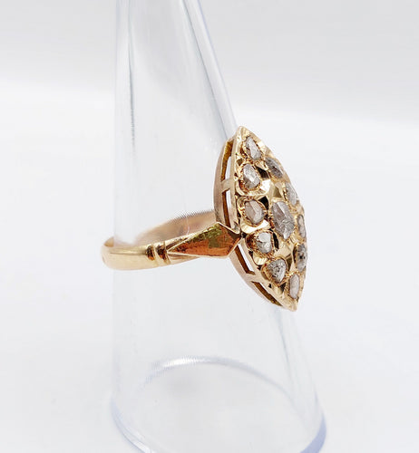 Bague 56 Bague marquise ancienne or rose, diamants taille rose 58 Facettes A05645