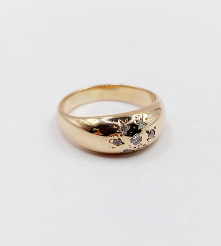 Bague 47 Bague bombée dôme or rose diamants serti étoilé (circa 1940) 58 Facettes A05459
