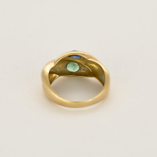 Bague 60 Bague en or jaune, saphir et émeraude 58 Facettes MONTE0229
