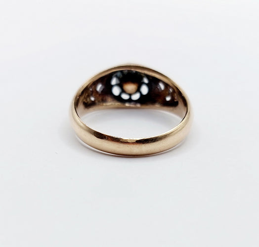 Bague 56.5 Bague jonc bombé antique en or 14k et diamant taille rose 58 Facettes A06623