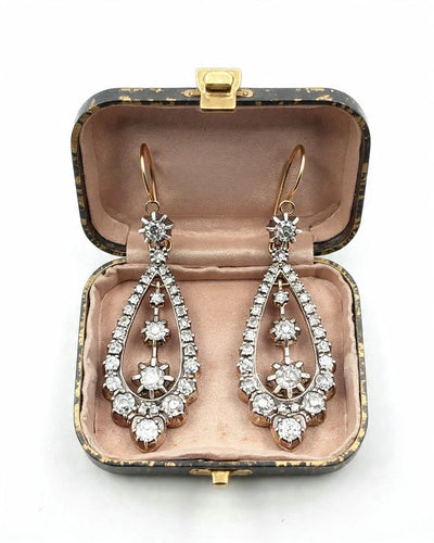 Boucles d'oreilles Boucles d’oreilles en or bas titre et argent et diamants 58 Facettes