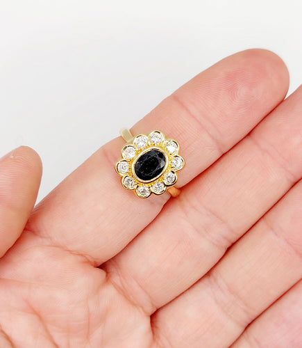 Bague 58 Bague marguerite art deco or 18k saphir et diamants taille brillants 58 Facettes A03969