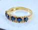 Bague 51 Demi alliance en or jaune, 5 saphirs et 8 diamants 58 Facettes AB433