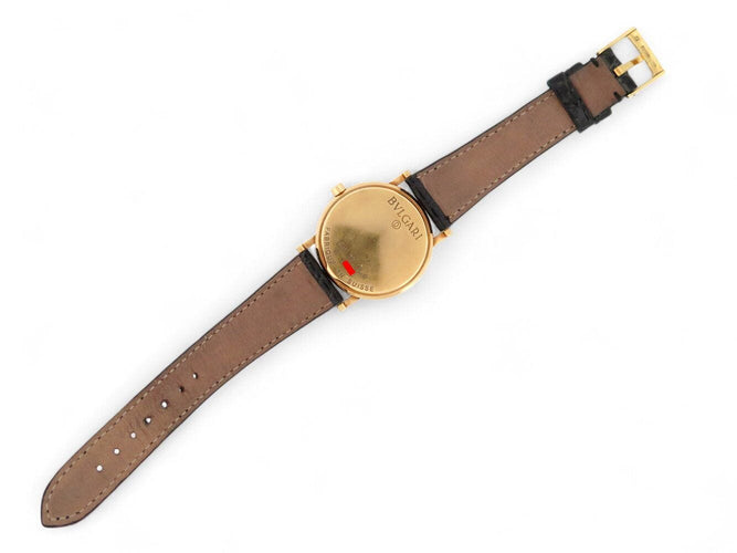 Montre vintage montre BULGARI bb33gl 33mm or jaune 18k bracelet croco  quartz 58 Facettes 270124