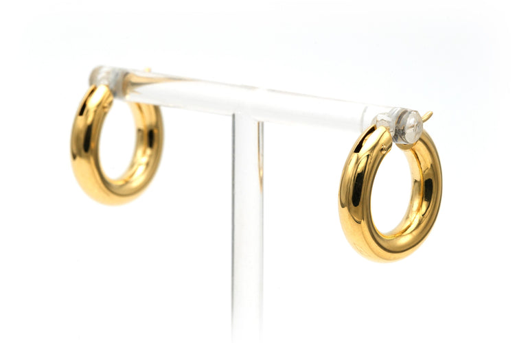 Boucles d'oreilles Boucles d'oreilles créoles contemporaines en or jaune 18k 58 Facettes B809