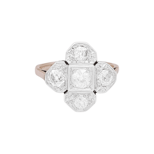 Bague 52 Bague ART DÉCO diamants taille ancienne, or jaune, platine. 58 Facettes 34655