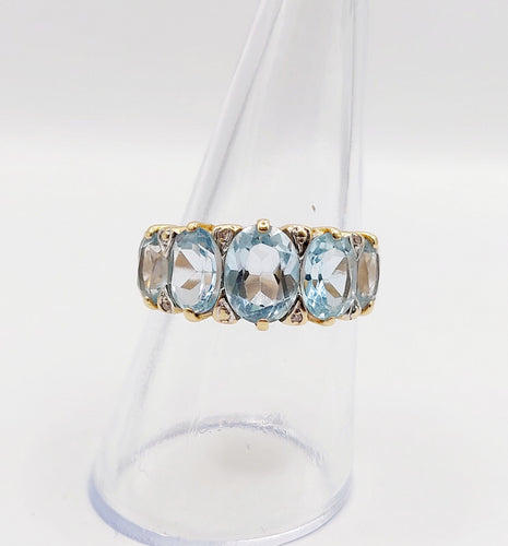 Bague 56 Bague jarretière vintage or jaune 18k topazes et diamants (circa 1980) 58 Facettes A05994