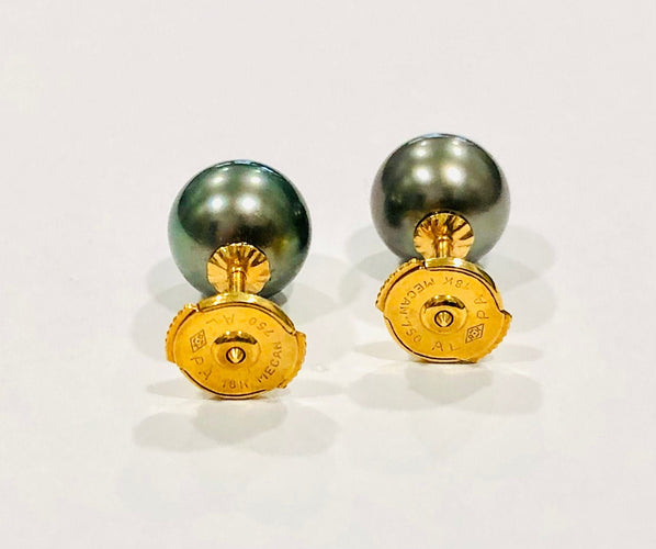 Boucles d'oreilles Boucles d'oreilles boutons perles de Tahiti or jaune 58 Facettes