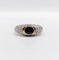 Bague jonc vintage or jaune 18k saphir naturel et pavé de diamant