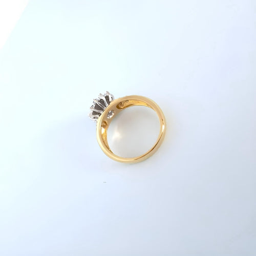 Bague 56.5 Bague fleur contemporaine Diamants Or 2 tons 18K 58 Facettes 1758