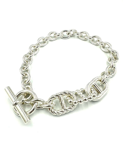 Collier HERMES. Collection Chaine d'ancre Parade, collier TGM en argent 58 Facettes