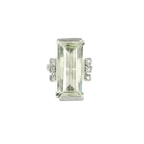 Bague 47 Bague or blanc, aigue marine et diamants 58 Facettes GU176