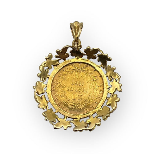 Pendentif Pendentif or Pièce 20 Francs Napoléon tête nue 1860 58 Facettes 149052824