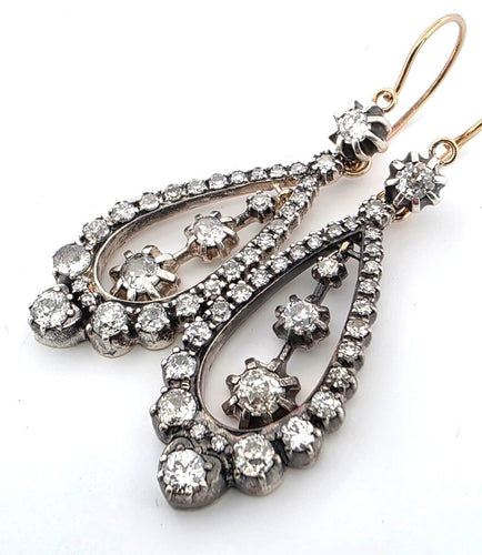 Boucles d'oreilles Boucles d’oreilles en or bas titre et argent et diamants 58 Facettes