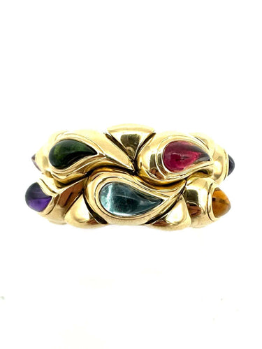 Bague 52 CHOPARD. Collection "Casmir", bague or jaune 18K et pierres de couleur 58 Facettes