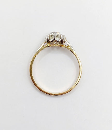 Bague 58 Bague solitaire art deco or jaune diamant taille ancienne 58 Facettes A04994