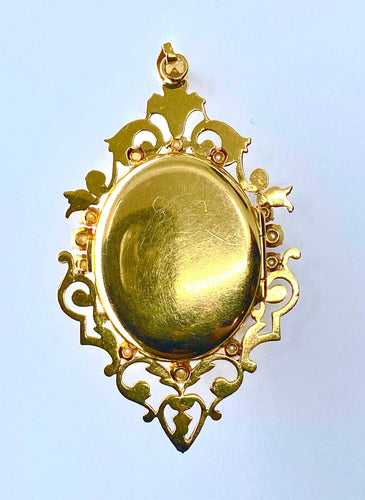 Pendentif Pendentif ouvrant or jaune diamants perles 58 Facettes AB349