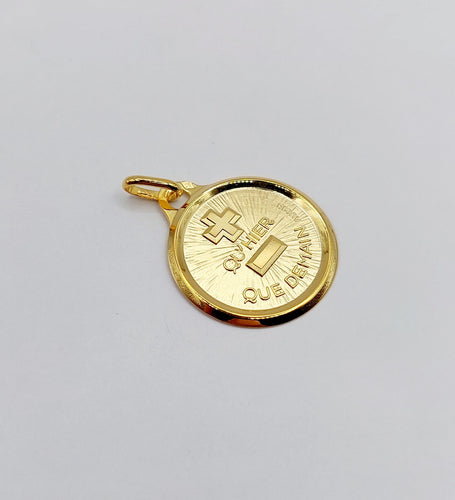Pendentif AUGIS - Pendentif médaille d'amour  "+ qu'hier - que demain" - L'Originale 18 mm 58 Facettes J9212X0000