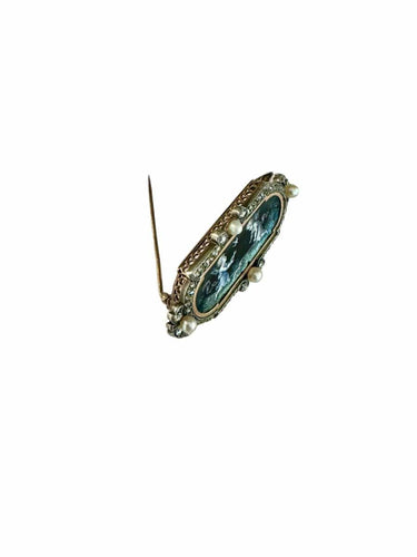 Broche Broche en Or et Argent émaillée d'Angelots 58 Facettes