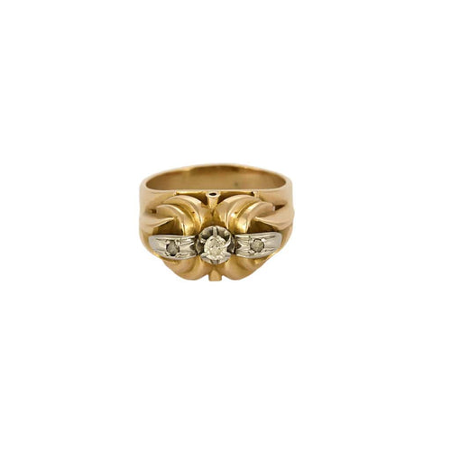Bague 55,5 Bague or jaune, platine et diamants 58 Facettes HOU5529