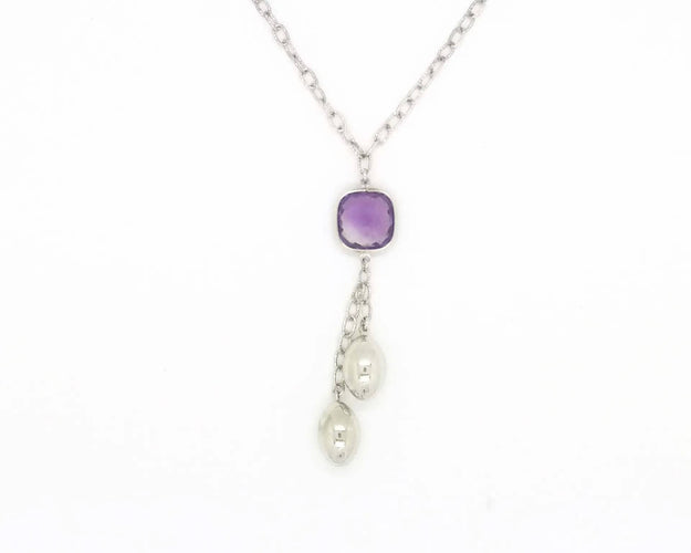 Collier Collier en or blanc avec améthyste 58 Facettes 6581