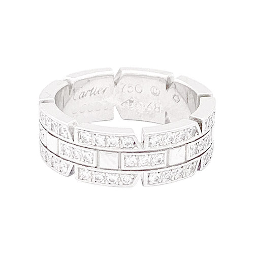Bague 48 Bague Cartier or blanc, diamants "Tank Française". 58 Facettes 33679