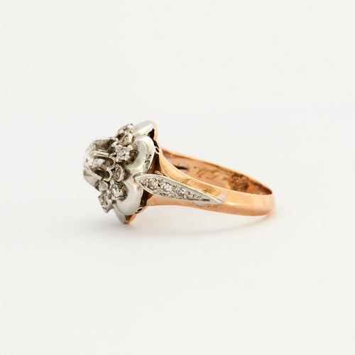 Bague marguerite ancienne diamants or rose platine