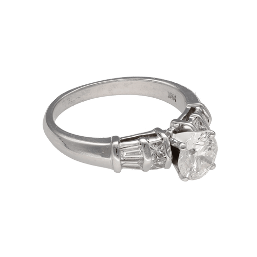 Bague 55 Solitaire en or gris 18K avec diamant 1,12 ct H-VS1 – Certificat HRD – Taille 55-56 58 Facettes