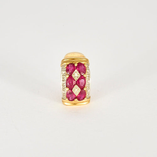 Boucles d'oreilles Demies Créoles Or Jaune Rubis et Diamants 58 Facettes