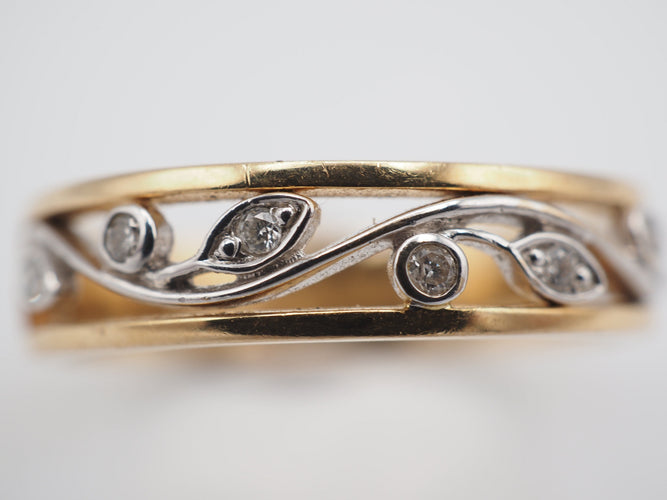 Bague 54 Bague or jaune diamant floral 58 Facettes