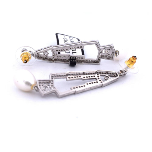 Boucles d'oreilles Boucles d'oreilles Art Déco en or blanc avec perles et diamants 58 Facettes