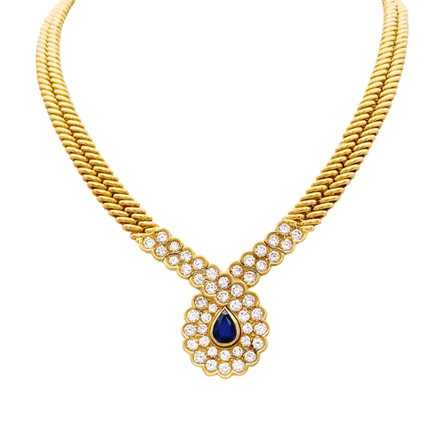 Collier Collier Van Cleef & Arpels, or jaune, saphir, diamants. 58 Facettes 34594