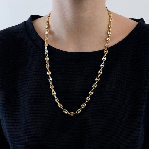 Bague Chaine Grains de café massive or jaune 58 Facettes