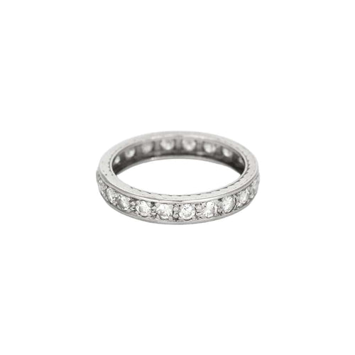 Bague 53 Alliance Américaine or blanc et diamants 58 Facettes GU198