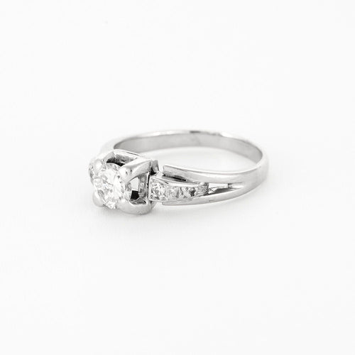Bague 54 Solitaire or blanc platine diamants 58 Facettes LP936/BET