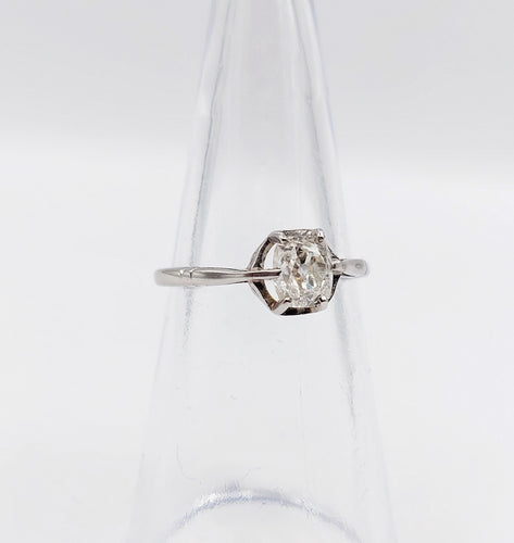 Bague 49 Bague solitaire art deco Platine diamant taille ancienne coussin 0.60 carat (circa 1920) 58 Facettes A06196