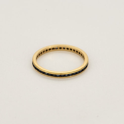Bague 59.5 Alliance en or jaune et saphirs 58 Facettes CHAL01932