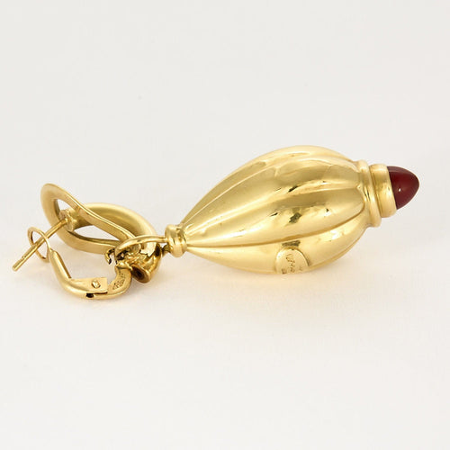 Boucles d'oreilles Pendants d'oreilles or jaune et cornaline 58 Facettes ASN03856