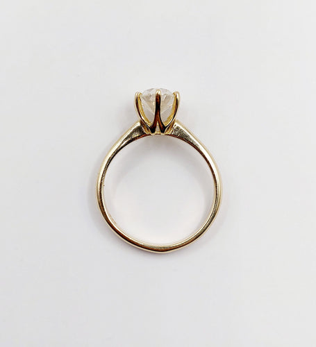 Bague 52 Bague solitaire or 14k ornée d'un diamant de 1,51 carats taille ovale Couleur J-K pureté SI2 avec certificat GWLAB 58 Facettes A03789