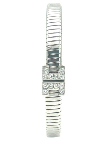 Bracelet GAY Frères. Bracelet vintage or blanc 18K et diamants 58 Facettes