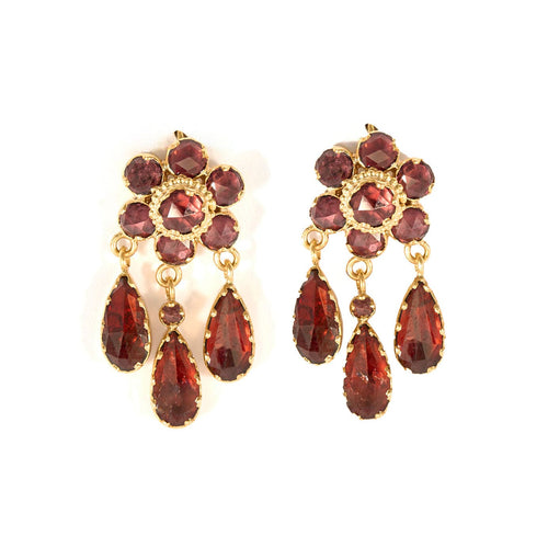 Boucles d'oreilles Boucles d'oreilles "Girandoles" Or Jaune et Grenats 58 Facettes GU162