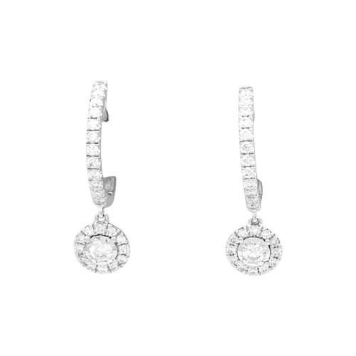 Paire de créoles or blanc, diamants.