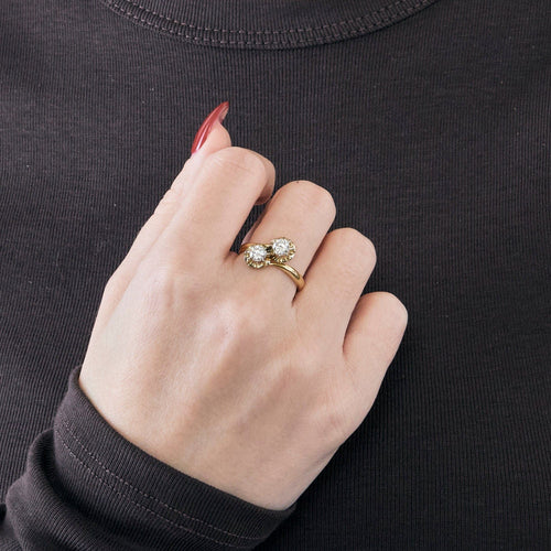Bague 55 Bague "Vous & Moi" Or Jaune Diamants 58 Facettes