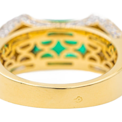 Bague 54 Bague Or jaune, Or blanc Emeraude, Diamant 58 Facettes 3182201CN